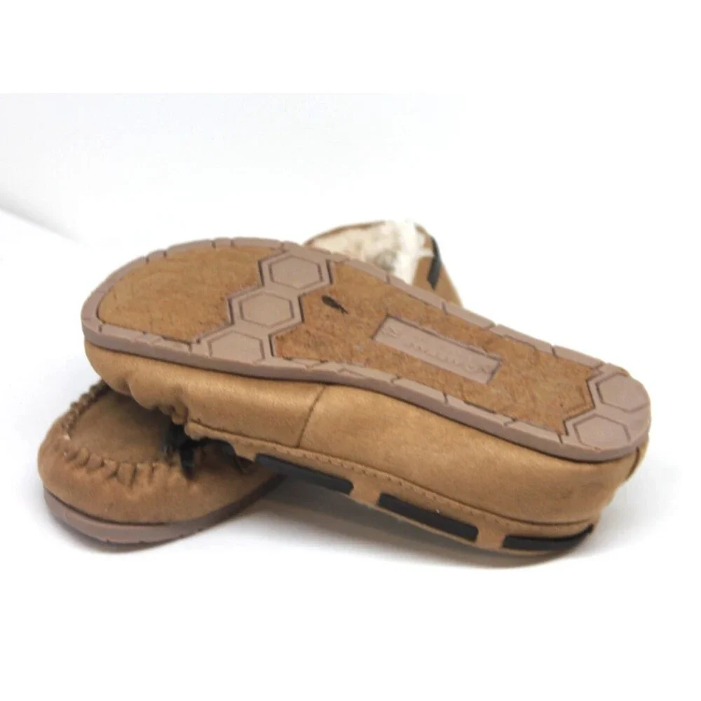 Airwalk Kids Suede Moccasin Slippers Faux Fur Lining Girls Size 12